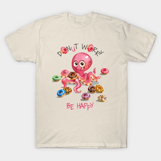 Octopus Donut Worry T-Shirt by Mako Design 